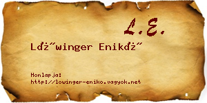 Lőwinger Enikő névjegykártya